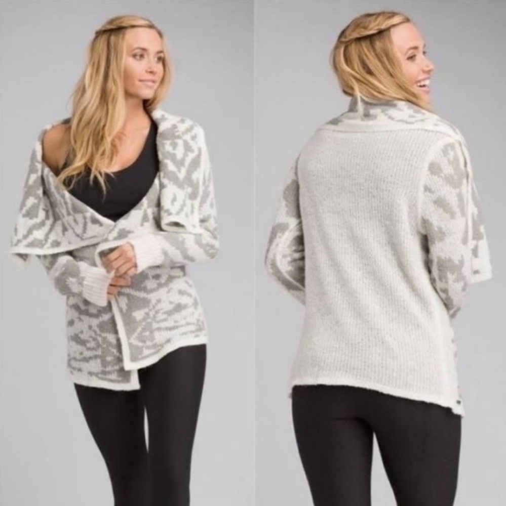Prana Alberta Reversible Wool Blend Shawl Sweater Large